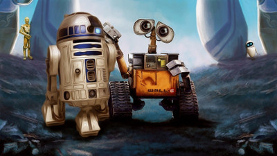 

Aabhaas Wall Poster WALL%C%BE-Pixar-Animation-Studios-Star-Wars-robot-movies-R-D-crossover Paper Print(12 inch X 18 inch, Rolled)