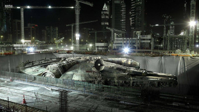 

Aabhaas Wall Poster Millennium-Falcon-garages-Star-Wars Paper Print(12 inch X 18 inch, Rolled)