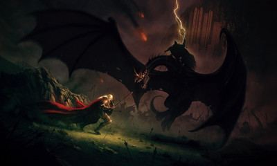 

Akhuratha Wall Poster The-Lord-of-the-Rings-artwork-battle-%C%owyn-Witchking-of-Angmar Paper Print(12 inch X 18 inch, Rolled)