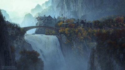 

Akhuratha Wall Poster waterfall-movies-The-Lord-of-the-Rings-Rivendell Paper Print(12 inch X 18 inch, Rolled)