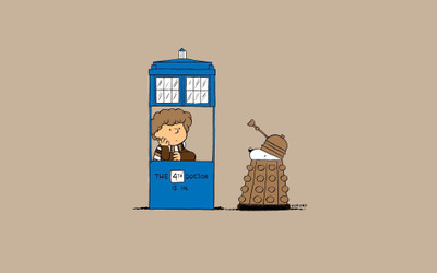 

Aabhaas Wall Poster-science-fiction-Doctor-Who-TARDIS-Peanuts-comic-crossover Paper Print(12 inch X 18 inch, Rolled)