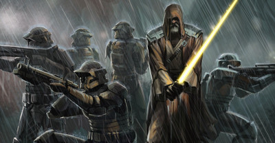 

Aabhaas Wall Poster Star-Wars-lightsaber-Jedi-artwork-concept-art-rain Paper Print(12 inch X 18 inch, Rolled)