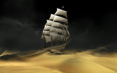 

Akhuratha Wall Poster -Tintin-desert-ship-sailing-ship-movies-artwork Paper Print(12 inch X 18 inch, Rolled)