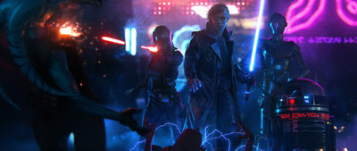 

Aabhaas Wall Poster Luke-Skywalker-Star-Wars-cyberpunk-lightsaber-ultrawide Paper Print(12 inch X 18 inch, Rolled)