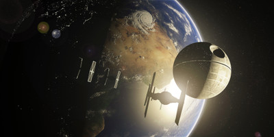 

Aabhaas Wall Poster Star-Wars-Death-Star-TIE-Fighter-space-planet-Earth Paper Print(12 inch X 18 inch, Rolled)