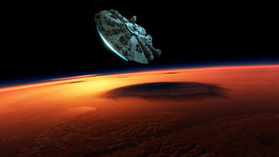 

Aabhaas Wall Poster /-Star-Wars-Episode-VII---The-Force-Awakens-Millennium-Falcon-planet Paper Print(12 inch X 18 inch, Rolled)
