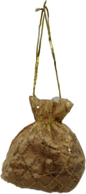 

Shreeji Decoration Ethnic Handmade Silk Potli Batwa Pouch Bag Gift For Women Potli(Gold)