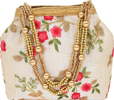 

Bagaholics Ethnic Clutch Silk Potli Batwa Pouch Bag with Beadwork Potli(Multicolor)