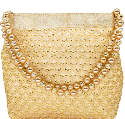 

Bagaholics Ethnic Clutch Silk Potli Batwa Pouch Bag Gift For Women Potli(Gold)