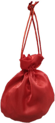 Shreeji Decoration Plain Handmade Silk Potli Batwa Pouch Bag Gift For Women Potli(Red) available at flipkart for Rs.95