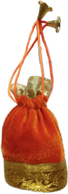 

Shreeji Decoration Bell Draw String Handmade Silk Potli Batwa Pouch Bag Gift For Women Potli(Orange)