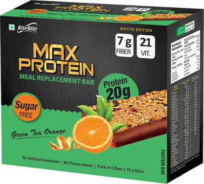

RiteBite Max Protein Meal replacement Protein Bars(420 g, Green Tea Orange)