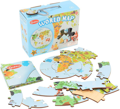 

ONSHINE Wooden World Map Jigsaw Play Puzzle, For Ages 3+(36 Pieces)