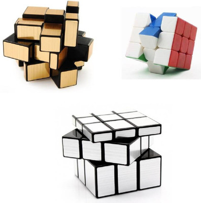 

M-Alive Mirror Rubik Magic Cube Puzzle Brainstorming Game - Gold + Silver & 3x3(3 Pieces)