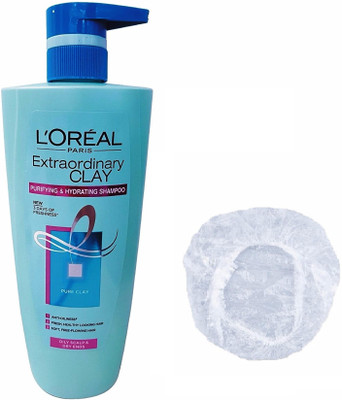 

L'Oreal Extraordinary Clay Puridying & HyDrating Shampoo + shower cap(640 ml)