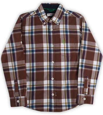 

US Polo Kids Boys Checkered Casual Multicolor Shirt, Dk. red