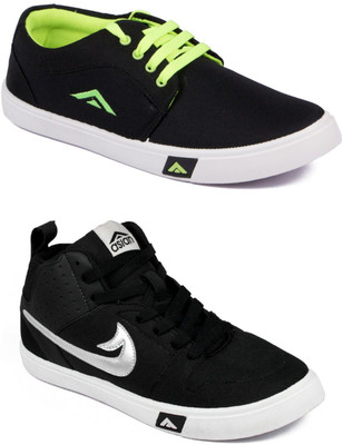 

Asian Men's Combo pack of 2 Canvas Shoes For Men(Black, Multicolor