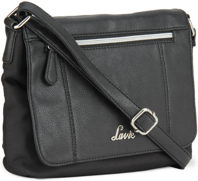 

Lavie Girls Casual Black PU, Canvas Sling Bag