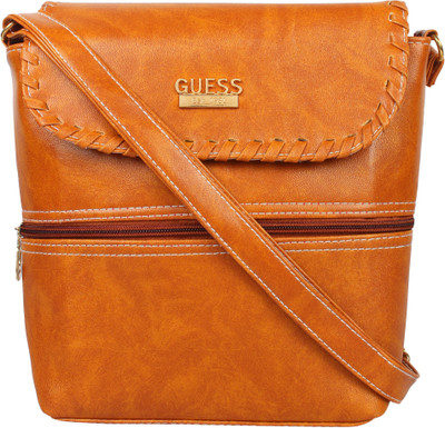 

TAPS FASHION Girls Casual Tan PU Sling Bag