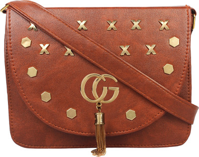 

taps fashion Girls Casual Brown PU Sling Bag