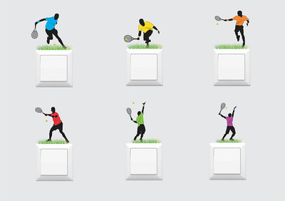 Asmi Collections 12 cm Players for Light Switches Removable Sticker(Pack of 6)