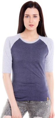 CAMPUS SUTRA Casual Half Sleeve Color Block Women Blue, Grey Top