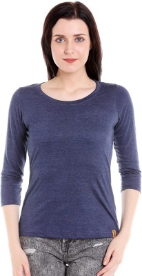 CAMPUS SUTRA Casual 3/4 Sleeve Solid Women Blue Top