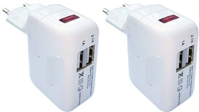 

BB4 PACK OF 2 Dual USB Port Wall PLUG BATTERY Mobile Charger USB Adapter(White)