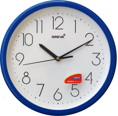 OREVA Analog 26 cm X 26 cm Wall Clock(Blue, With Glass)