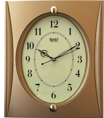 AJANTA Analog 28 cm X 24 cm Wall Clock(Gold, With Glass)