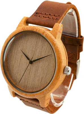 Skmi Wooden Bamboo Hand Made Dial With Original Brown Leather Strap Couple Watch For Boys And Girls Watch  - For Men & Women   Watches  (Skmi)