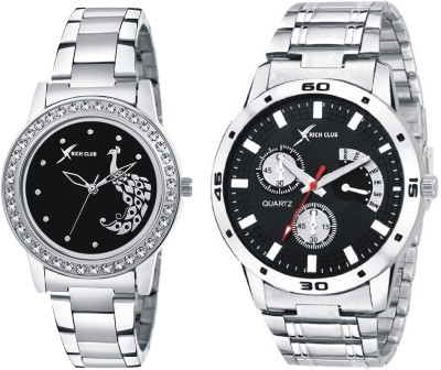 Rich Club Black Dial With Steel Belt Couple Watch  - For Couple   Watches  (Rich Club)