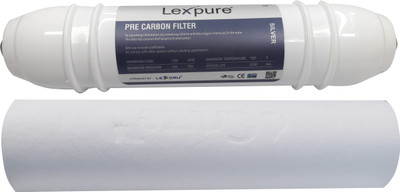 

lexcru Pokar Ro Lexpure Silver Pre Carbon Filter + PP Spun Pre filter 10" + 2 pcs connactor ( elbow) Suitable For all Brand RO Water Purifier Solid Filter Cartridge(5, Pack of 4)