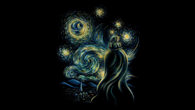 

Akhuratha Wall Poster /-Star-Wars-Vincent-van-Gogh-crossover-Death-Star-Darth-Vader-artwork-black-background Paper Print(12 inch X 18 inch, Rolled)