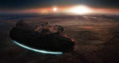 

Akhuratha Wall Poster Star-Wars-Millennium-Falcon-desert-sunset Paper Print(12 inch X 18 inch, Rolled)