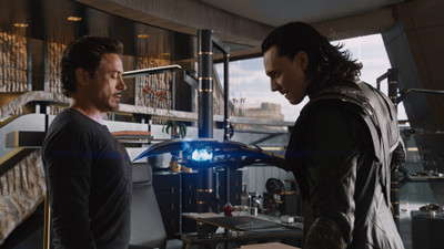 

Aabhaas Wall Poster -movies-The-Avengers-Tony-Stark-Loki-Tom-Hiddleston-Robert-Downey-Jr. Paper Print(12 inch X 18 inch, Rolled)