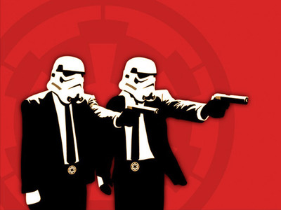 

Akhuratha Wall Poster /-humor-Star-Wars-Pulp-Fiction-Pulp-Fiction-parody-stormtrooper Paper Print(18 inch X 12 inch, Rolled)