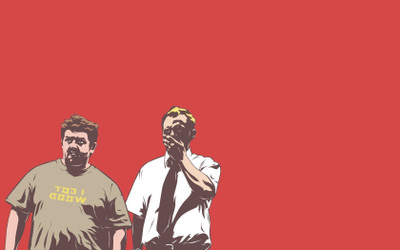 

Aabhaas Wall Poster Simon-Pegg-Shaun-of-the-Dead-Nick-Frost-movies-simple-background Paper Print(12 inch X 18 inch, Rolled)
