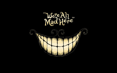 

Akhuratha Wall Poster /dark-black-anime-Alice-in-Wonderland-quote-Cheshire-Cat-minimalism-typography Paper Print(12 inch X 18 inch, Rolled)