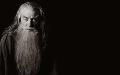 

Aabhaas Wall Poster movies-Ian-McKellen-sepia-Gandalf-The-Lord-of-the-Rings-dark-background-simple-background-monochrome Paper Print(12 inch X 18 inch, Rolled)