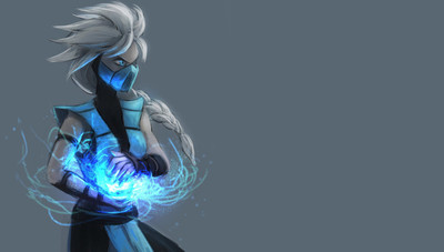 

Akhuratha Wall Poster crossover-Frozen-movie-Mortal-Kombat-Princess-Elsa-Sub-Zero-simple-background Paper Print(12 inch X 18 inch, Rolled)