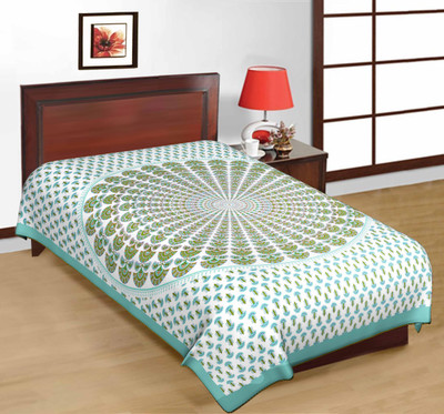 

Sanganer Cotton 180 TC Cotton Single Printed Bedsheet(Pack of 1, Multicolor)