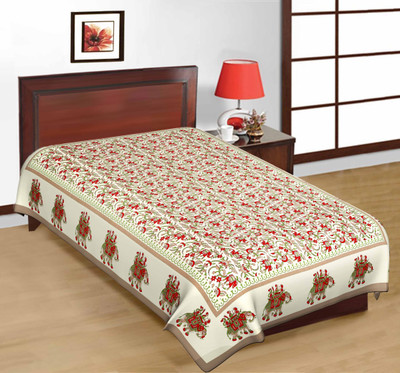 

Sanganer Cotton 180 TC Cotton Single Printed Bedsheet(Pack of 1, Multicolor)