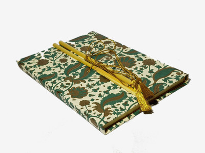 

MAKENSTYLECOLLECTION A5 Diary(handcrafted diary with bookmark, White, Green), Green;white