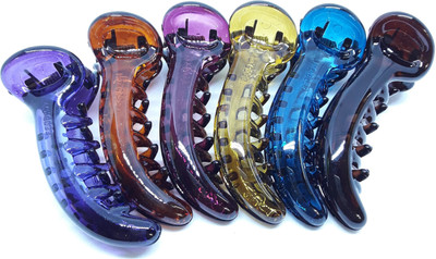 

M K Designs Hair Clutcher- Small Size - Set of 6 Hair Claw(Copper, Brown, Yellow, Pink, Purple, Blue)
