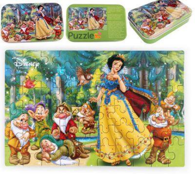 

TALKING GANESHA 60 Pieces Wooden Cartoon Jigsaw Puzzles in Metal Box (Snow White)(60 Pieces)