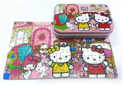 

TALKING GANESHA 60 Pieces Wooden Cartoon Jigsaw Puzzles in Metal Box (Hello Kitty)(60 Pieces)
