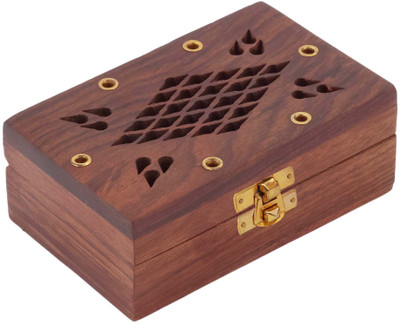 

Craft Art India Decorative Handmade Rectangular Small Wooden Jewellery/Jewelery/Storage Box with Diamond Shaped Design {CRAFT-0300/Size Jewellery Vanity Box(Brown)