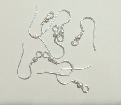 

Sparkle Ear Hook bead and loop ear wires silver plated 18X15MM-100Pc-001