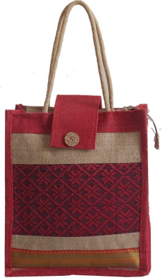 

HideCrusH Jute bag Lunch Bag(Red, 4 L)